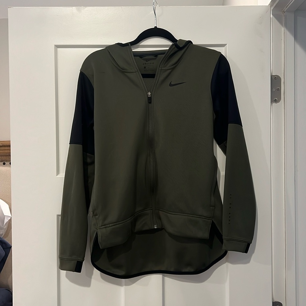 Nike women’s dri-fit full zip hoodie olive green new without tags